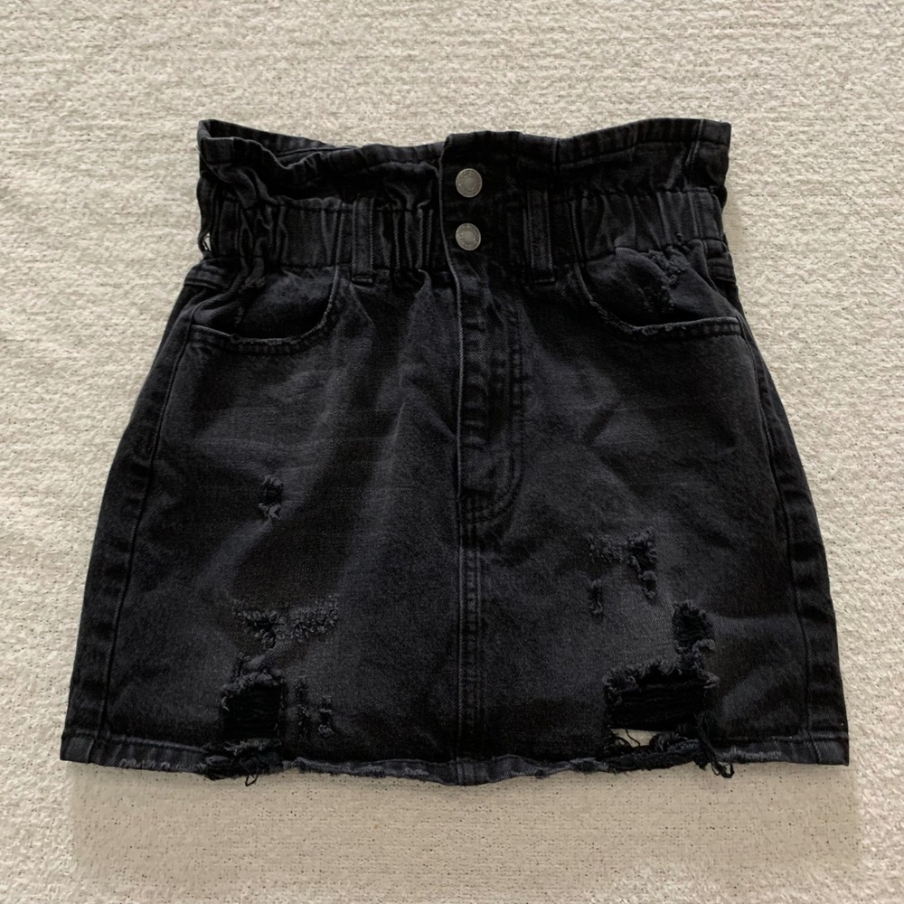 Vervet Denim by Flying Monkey Mini Skirt Distressed‎ High Rise Black XS